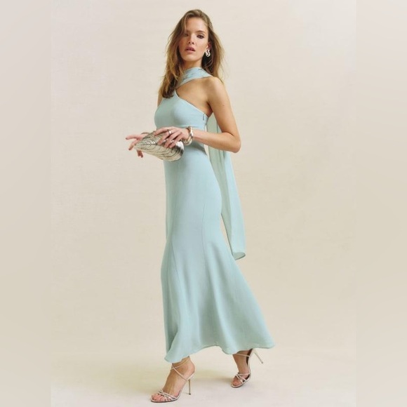 reformation rosalynn asymmetrical fitted midi dress Reformation Rosalynn Asymmetrical Fitted Midi Dress